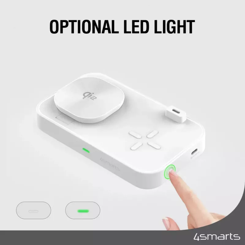 Draadloze oplader 4smarts Qi2 Universeel Wit Sneloplader Binnen AC 12V