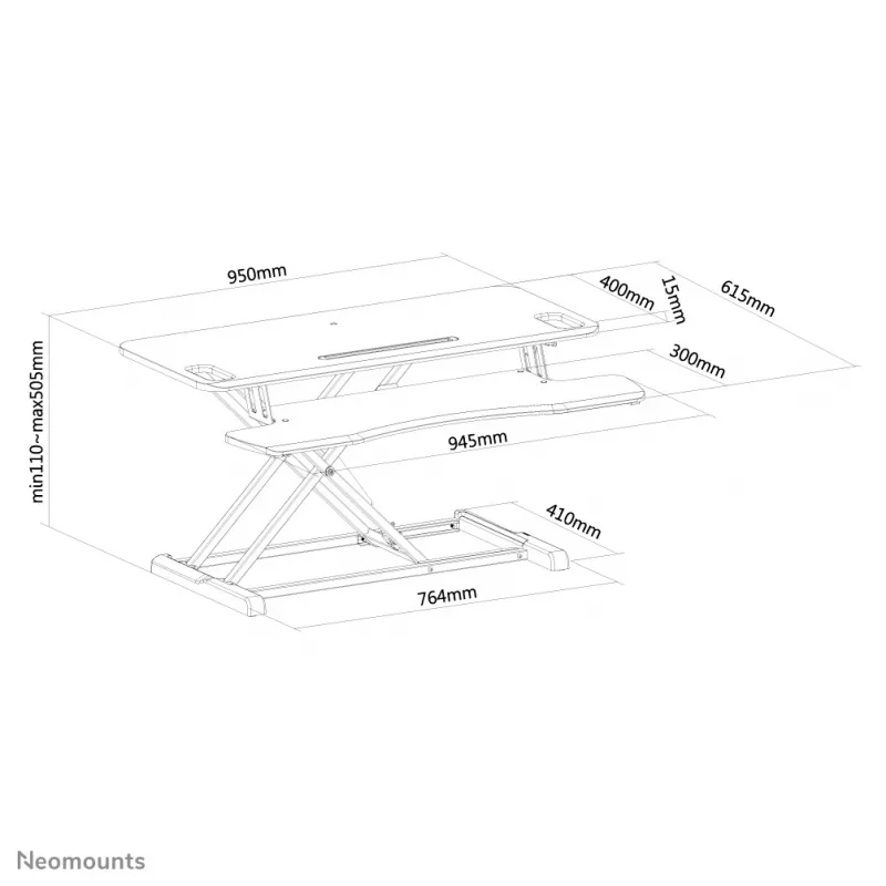 Neomounts NS-WS300 zwart zit-sta-werkplek – gasveer