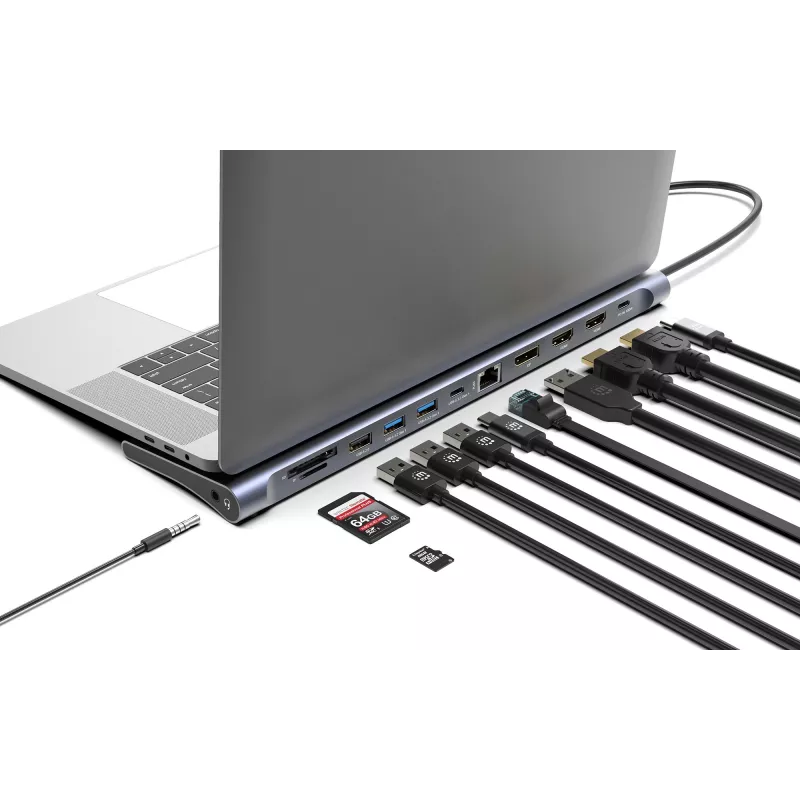 Dock/hub Manhattan USB-C 10 poorten 4K 60Hz Power Delivery