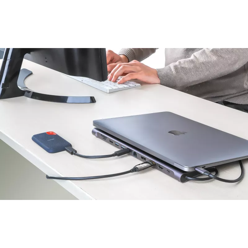 Dock/hub Manhattan USB-C 10 poorten 4K 60Hz Power Delivery