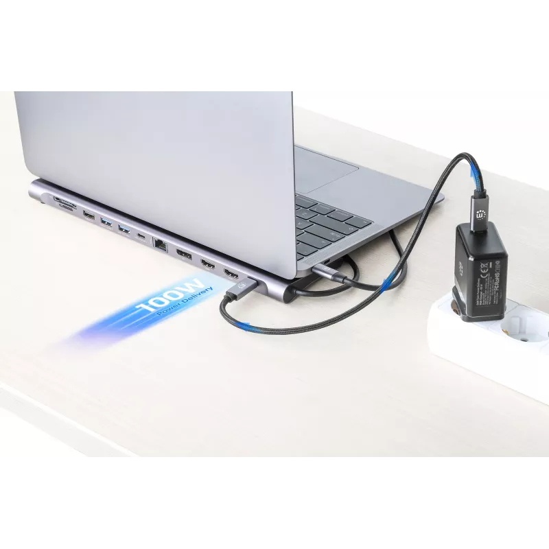 Dock/hub Manhattan USB-C 10 poorten 4K 60Hz Power Delivery