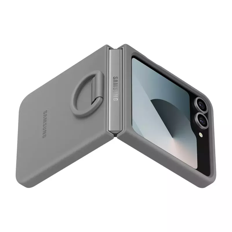 Samsung EF-PF741TJEGWW siliconen hoesje met ring voor Galaxy Z Flip6, grijs