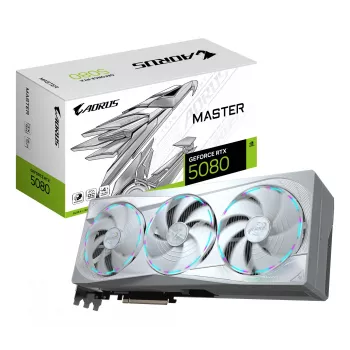 Grafische kaart GIGABYTE AORUS GeForce RTX 5080 MASTER ICE 16G — 16GB GDDR7, 256-bit, PCIe 5.0, 2805 MHz