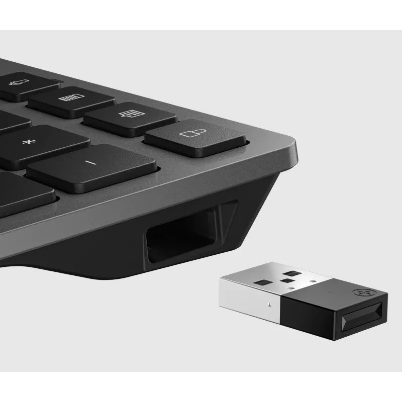 HP 725 multi-device oplaadbare draadloze toetsenbord, volledig formaat (100%), draadloos, RF draadloos + Bluetooth, zwart