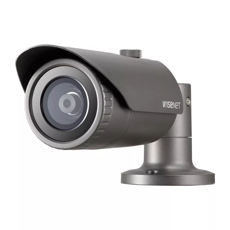 Hanwha QNO-7012R IP-bulletcamera, 4 MP, voor buiten, PoE, IR, IP66, IK10, grijs