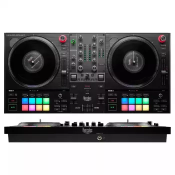 Hercules INPULSE T7 zwart dj-controller – 3,5 mm/6,35 mm hoofdtelefoon, USB-kabel, 652×350×90 mm