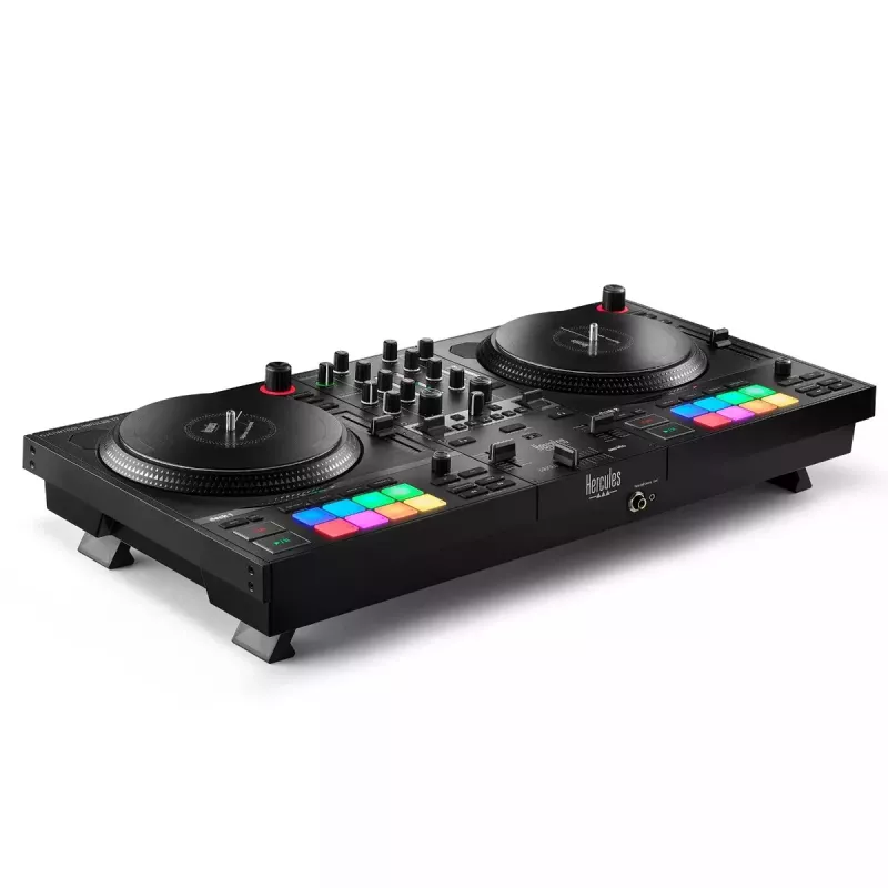 Hercules INPULSE T7 zwart dj-controller – 3,5 mm/6,35 mm hoofdtelefoon, USB-kabel, 652×350×90 mm