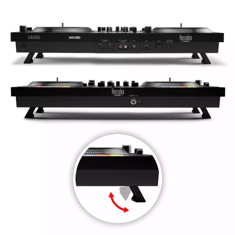 Hercules INPULSE T7 zwart dj-controller – 3,5 mm/6,35 mm hoofdtelefoon, USB-kabel, 652×350×90 mm