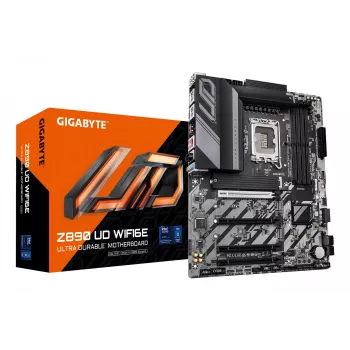 GIGABYTE Z890 UD WIFI6E moederbord - ondersteunt Intel Core Ultra (serie 2) CPU's, 12+1+2 fasen VRM, tot 8800 MHz DDR5 (OC), 1xPCIe 5.0 + 2xPCIe 4.0, Wi-Fi 6E, 2,5 GbE LAN, USB 4