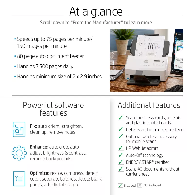 HP Scanjet Enterprise Flow 7000 s3 sheetfed scanner 600 x 600 DPI A4 wit