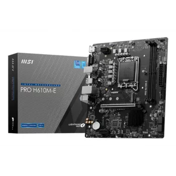Moederbord MSI PRO H610M-E — Intel H610, LGA 1700, micro ATX, DDR5, 2x DIMM, max 96 GB, 2.5Gb LAN, HDMI, 4x SATA III