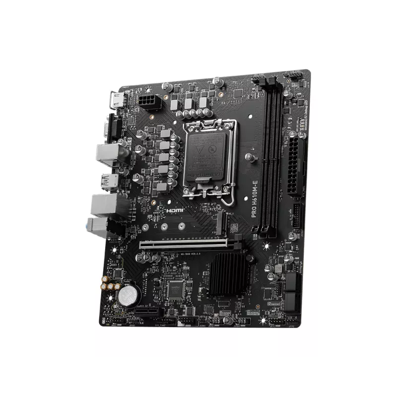 Moederbord MSI PRO H610M-E — Intel H610, LGA 1700, micro ATX, DDR5, 2x DIMM, max 96 GB, 2.5Gb LAN, HDMI, 4x SATA III