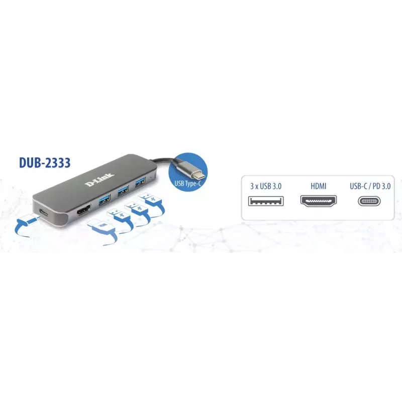 D-Link 5-in-1 USB-C-hub met HDMI/Power Delivery