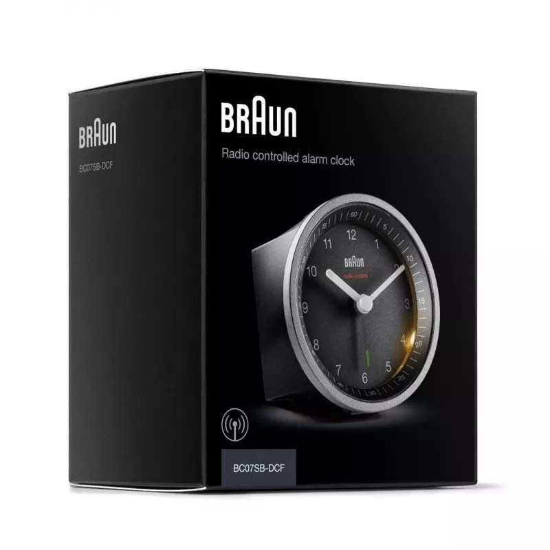 Braun BC07SB-DCF quartzwekker zwart, zilver