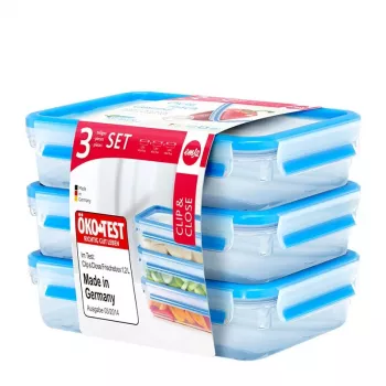 EMSA 515645 levensmiddelenbewaarcontainer rechthoekige box 1,2 l transparant 3 stuks