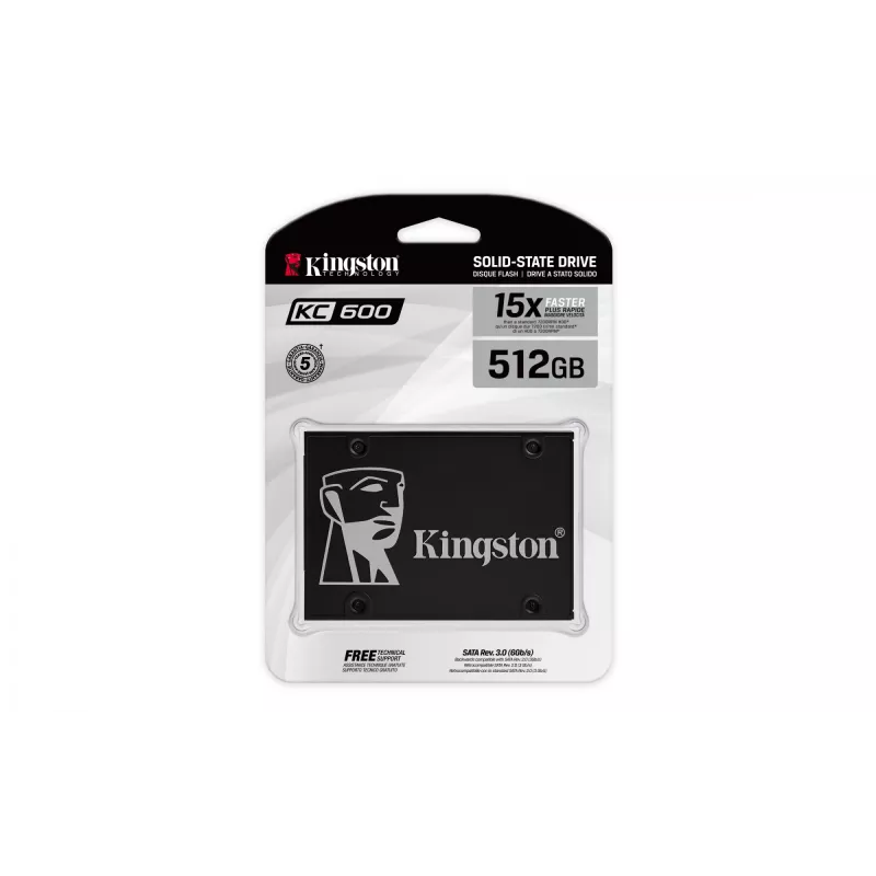 Kingston Technology 512G SSD KC600 SATA3 2,5 inch, 512 GB, 2,5 inch, 550 MB/s, 6 Gbit/s