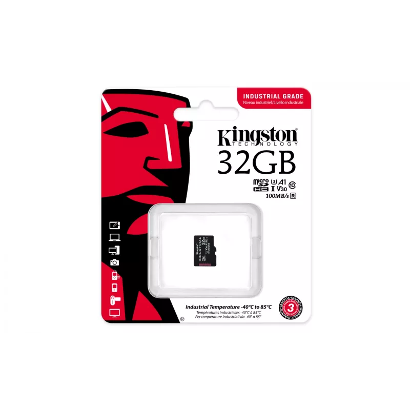 Kingston Technology 32GB microSDHC Industrial C10 A1 pSLC-kaart losse verpakking zonder adapter