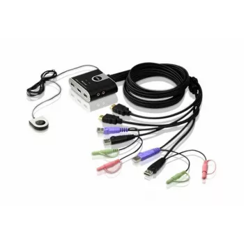 ATEN 2-poorts USB HDMI KVM-switch met audio, 1920 x 1200 pixels, WUXGA, 0,72 W, zwart