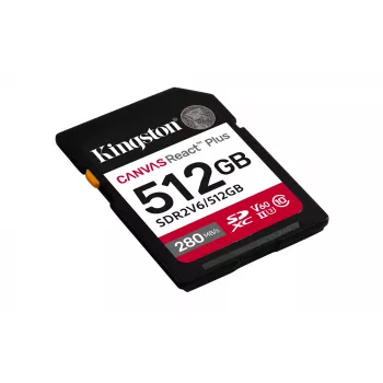 Kingston Technology 512GB Canvas React Plus SDXC UHS-II 280R/150W U3 V60 voor Full HD/4K
