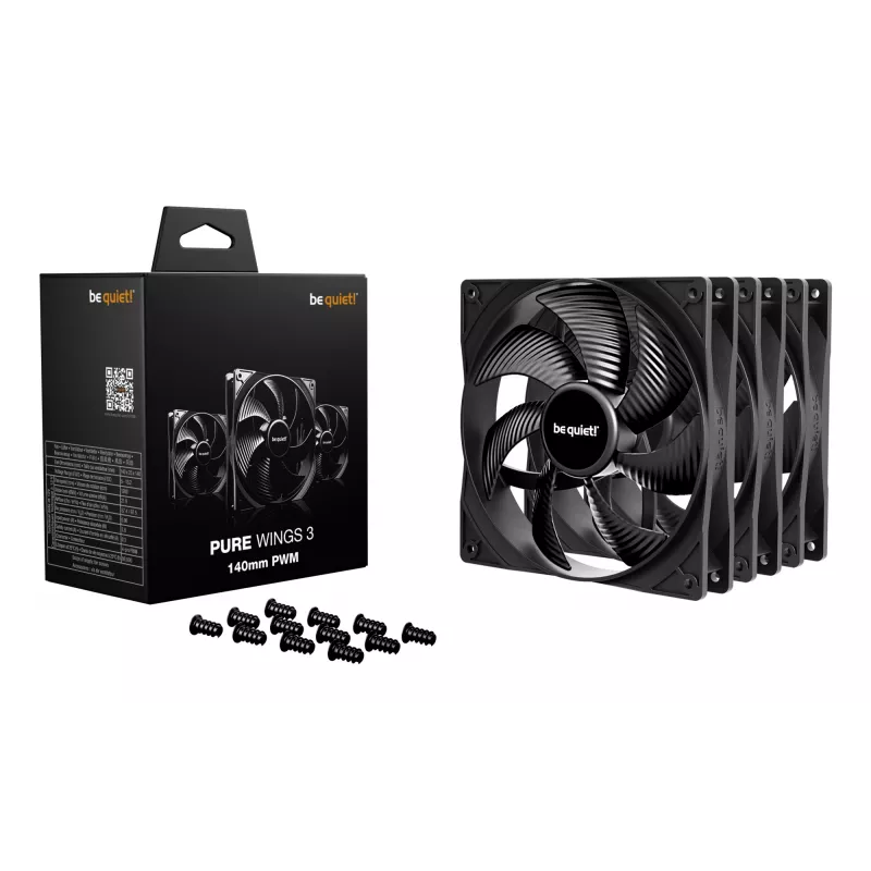 be quiet! Pure Wings 3 140mm | PWM triple pack computercaseventilator 14 cm zwart 3 stuks
