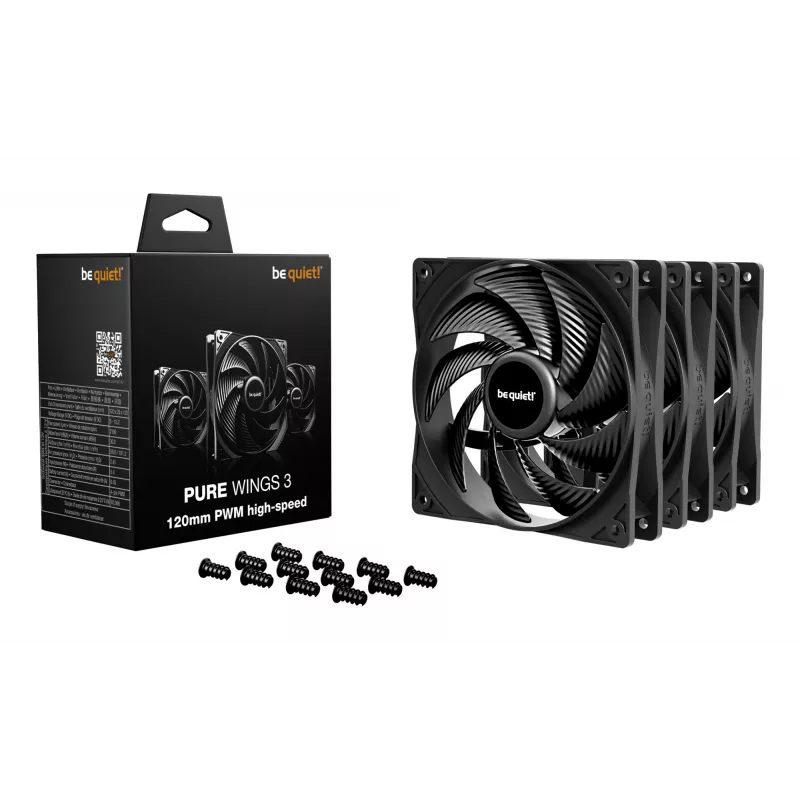 be quiet Pure Wings 3 120mm | PWM high-speed triple pack computercaseventilator 12 cm zwart 3 st.