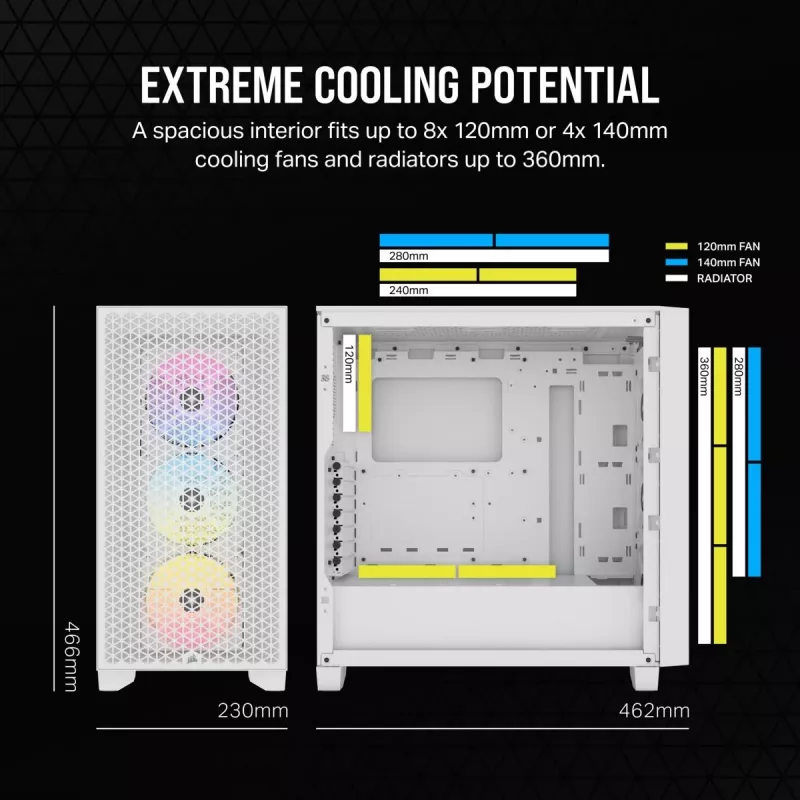 CORSAIR mid-tower pc-behuizing - 3000d RGB Airflow - wit