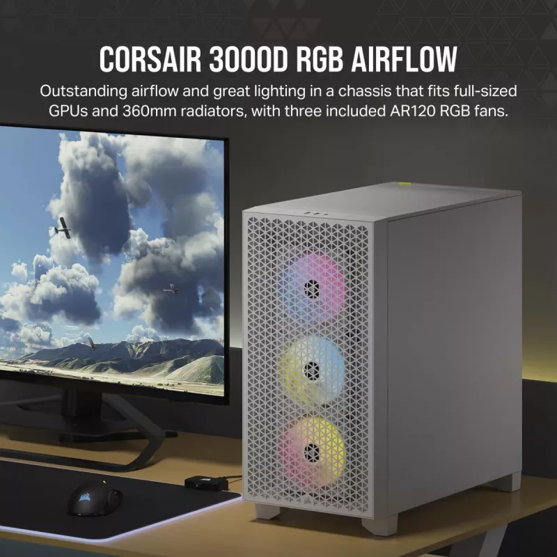CORSAIR mid-tower pc-behuizing - 3000d RGB Airflow - wit