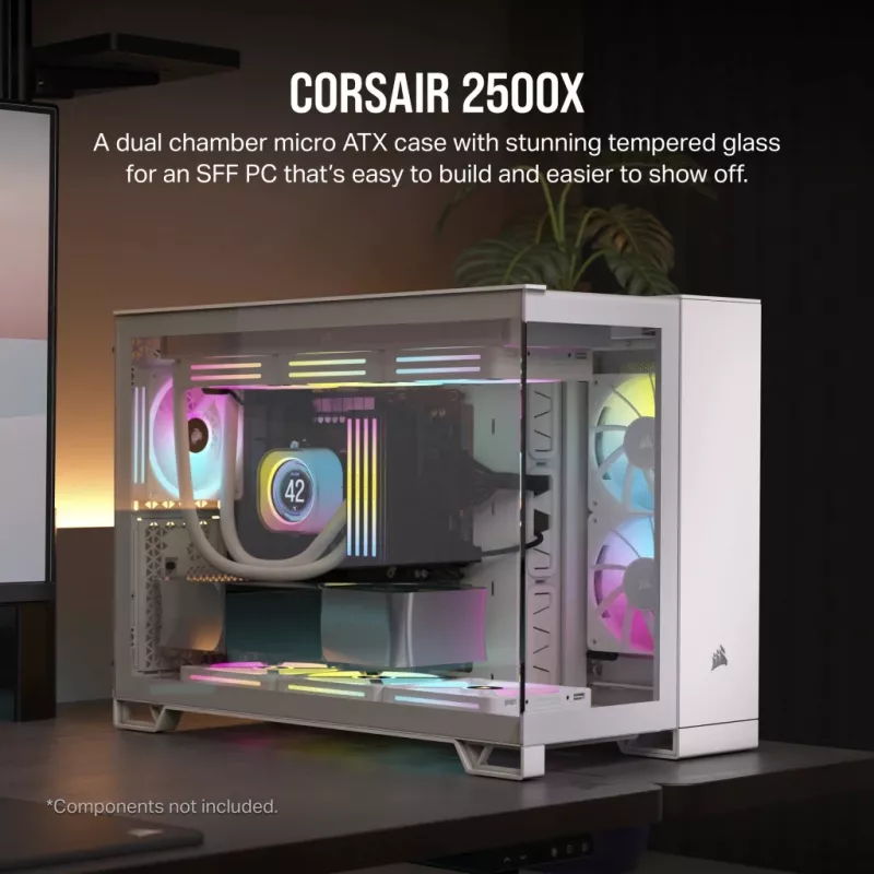 CORSAIR PC-behuizing – 2500X Mid-Tower Dual Chamber PC-behuizing – wit