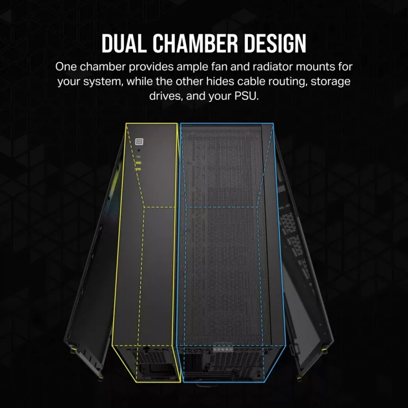 CORSAIR PC-behuizing - iCUE Link 2500X RGB Micro ATX Dual Chamber zwart