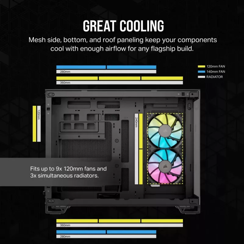 CORSAIR PC-behuizing - iCUE Link 2500X RGB Micro ATX Dual Chamber zwart