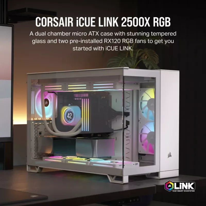 CORSAIR PC-behuizing – iCUE LINK 2500X RGB Micro-ATX Dual-Chamber wit