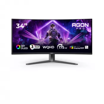 AOC AGON PRO AG346UCD computermonitor 86,4 cm (34 inch) 3440 x 1440 pixels Wide Quad HD QD-OLED zwart, grijs
