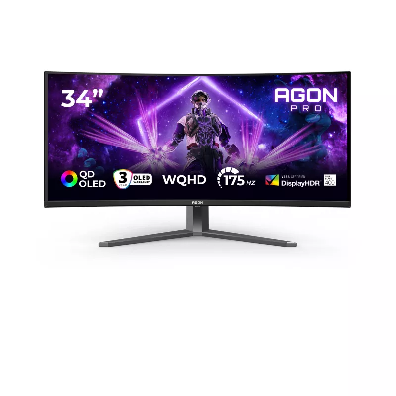 AOC AGON PRO AG346UCD computermonitor 86,4 cm (34 inch) 3440 x 1440 pixels Wide Quad HD QD-OLED zwart, grijs