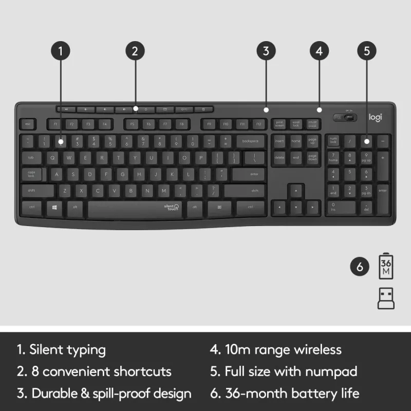LOGITECH Mk295 Silent Wireless Combo grafiet azerty Belgisch
