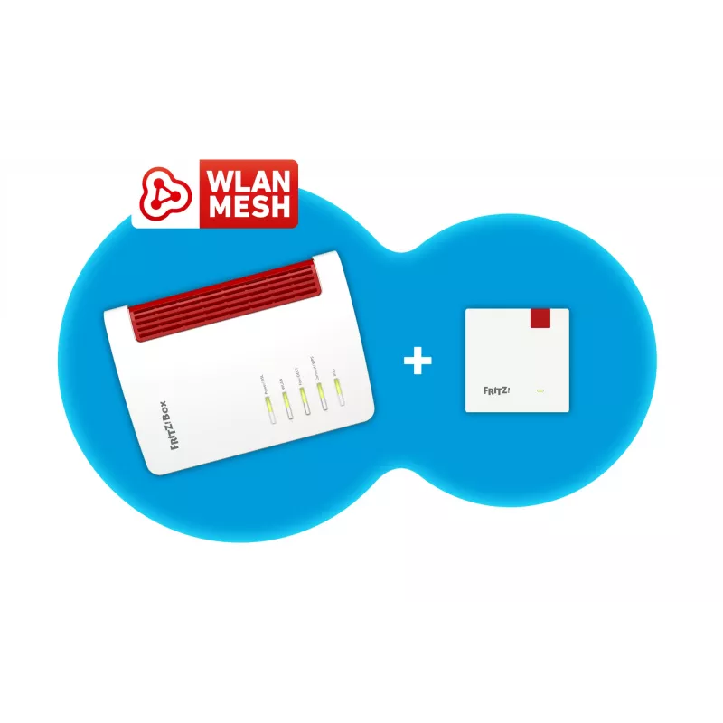 Mesh set 7530 AX + 1200 AX dualband (2,4 GHz / 5 GHz) Wi-Fi 6 (802.11ax) rood, wit 4 3G intern