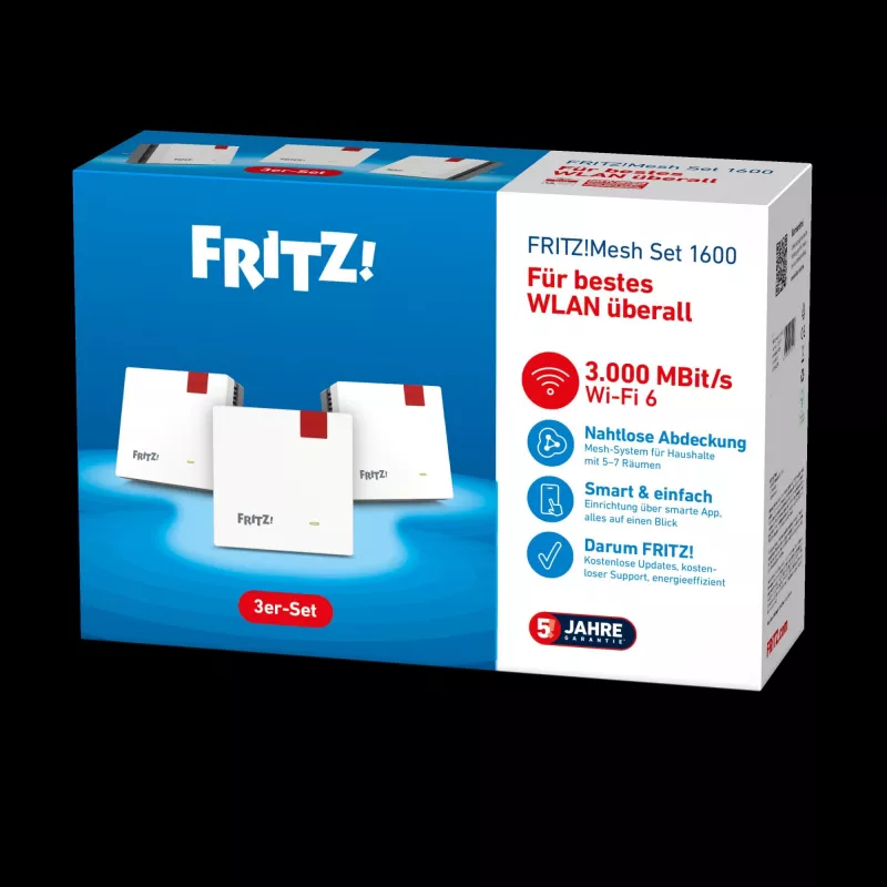 Mesh set 1600 dualband (2,4 GHz / 5 GHz) Wi-Fi 6 (802.11ax) rood, wit 1 intern