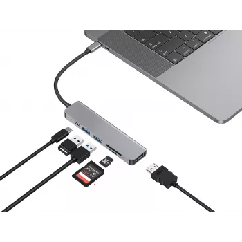 Conceptronic DONN02G laptop-dock/poortreplicator USB 3.2 Gen 1 (3.1 Gen 1) Type-C aluminium