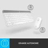 LOGITECH slanke draadloze toetsenbord en muis combo Mk470 - Offwhite - Azerty Frans