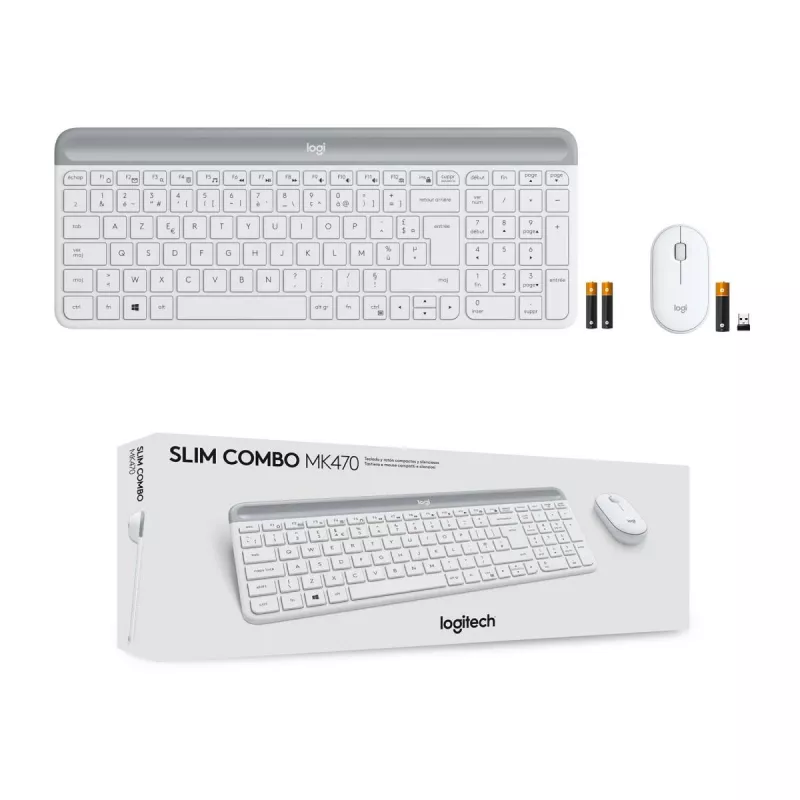 LOGITECH slanke draadloze toetsenbord en muis combo Mk470 - Offwhite - Azerty Frans