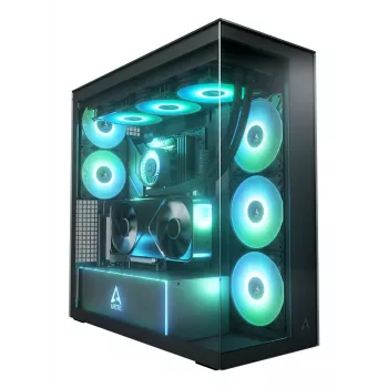 ARCTIC Xtender VG (Mirror Black) premium E-ATX pc-behuizing met verticale GPU-houder