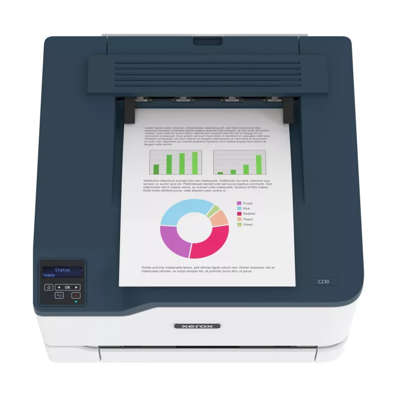 Xerox C230 A4 22ppm draadloze duplex printer PS3 PCL5e6 2 papierladen totaal 251 vel