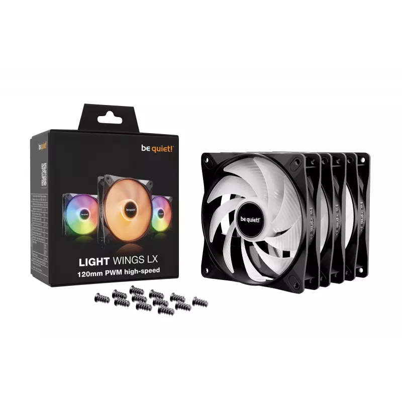 be quiet LIGHT WINGS LX 120mm PWM High Speed 3-pack zwart computerbehuizingsventilator 12 cm 3 stuks