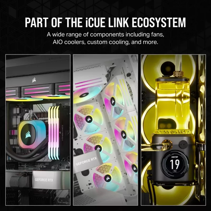 CORSAIR CPU-koeler – iCUE Link H100i RGB AiO-vloeistofkoeler – wit