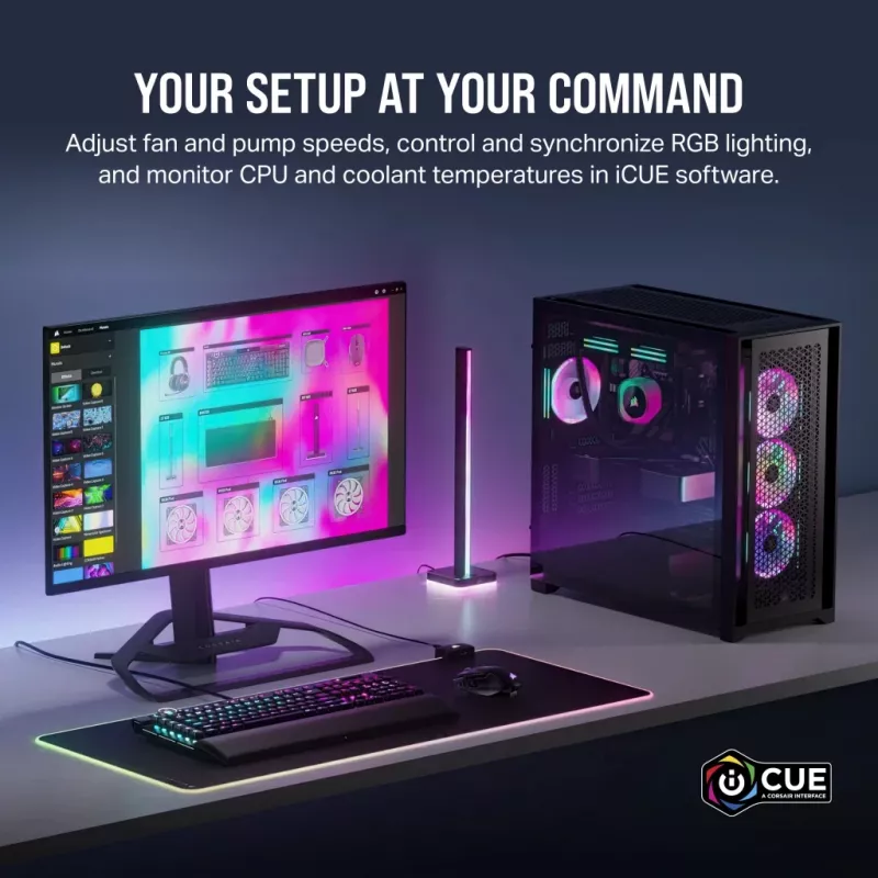 CORSAIR CPU-koeler – iCUE Link H100i RGB AiO-vloeistofkoeler – wit