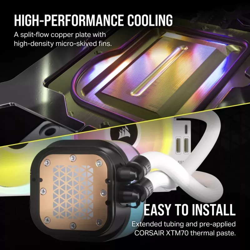 CORSAIR CPU-koeler – iCUE Link H100i RGB AiO-vloeistofkoeler – wit