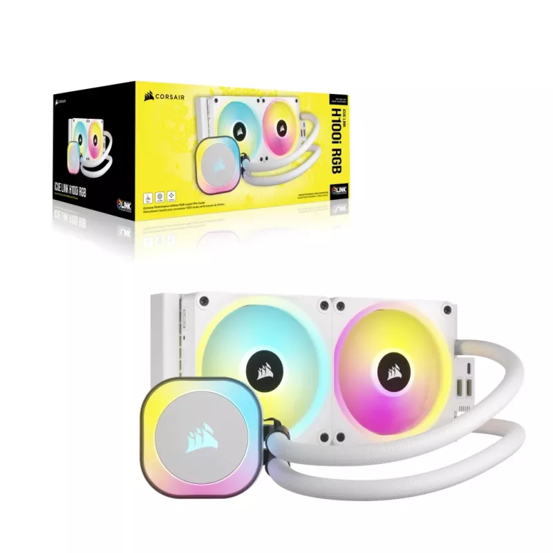 CORSAIR CPU-koeler – iCUE Link H100i RGB AiO-vloeistofkoeler – wit