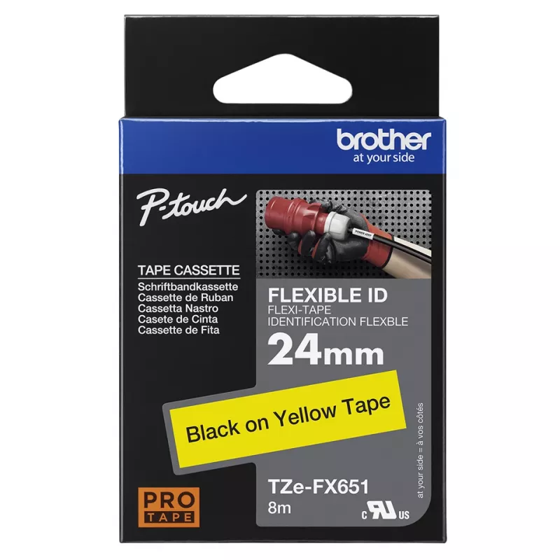 Brother TZE-FX651 etikettenband zwart op geel TZ