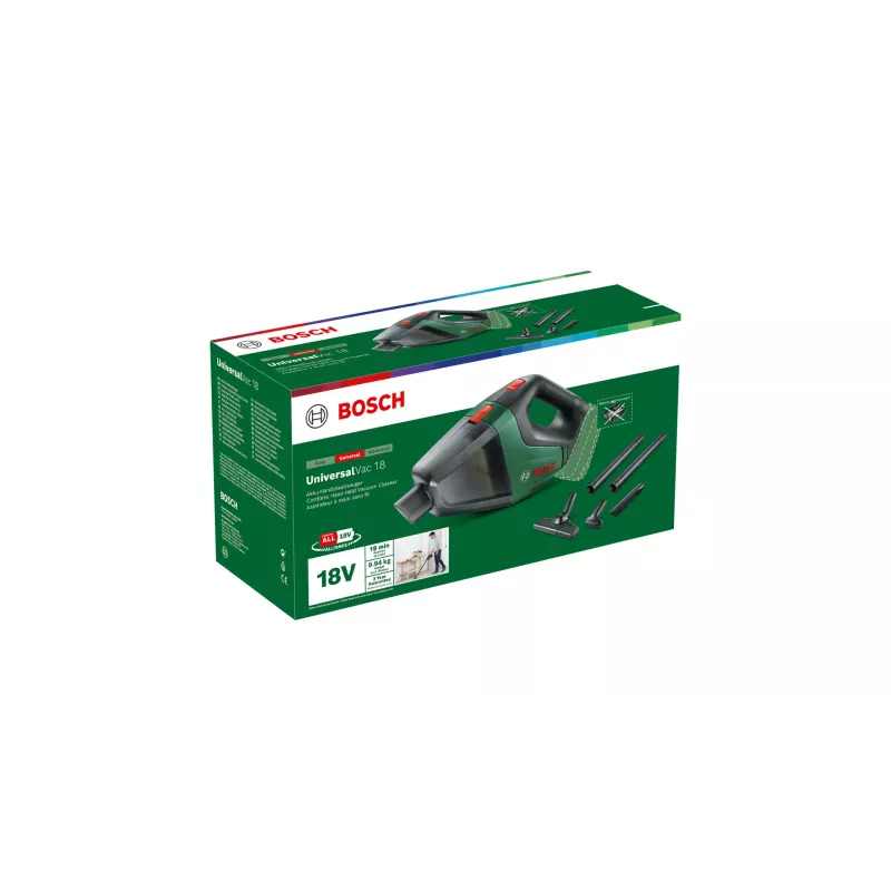 Bosch UniversalVac 18 2-in-1 accustofzuiger, batterij, droog, zakloos, zwart, groen