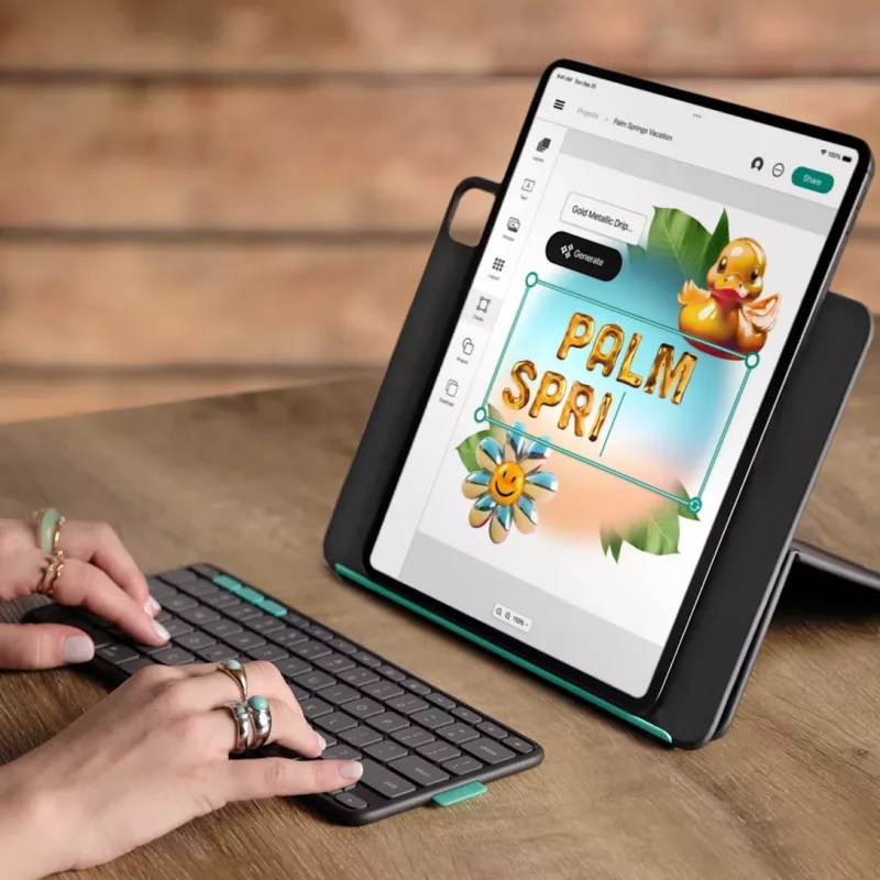 LOGITECH Flip Folio Graphite – iPad Pro 13 inch (M4) iPad Air 13 inch (M2 & M3) – Qwertz Duits