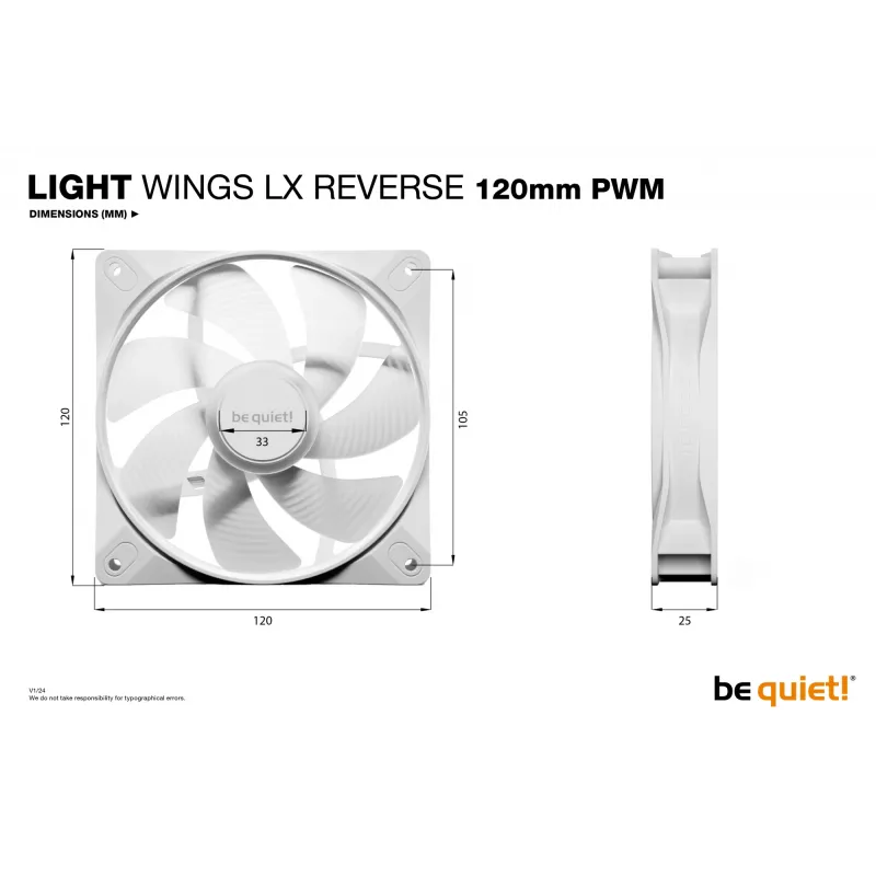 be quiet! Light Wings LX 120 mm PWM Reverse White behuizingsventilator 12 cm 1 stuk